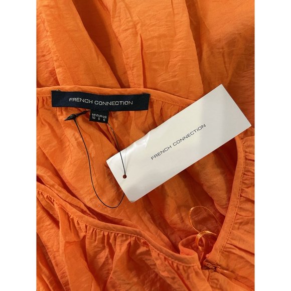 NWT Sample French Connection Womens Orange Party Midi Summer Dress Size Small 6 - Picture 5 of 6